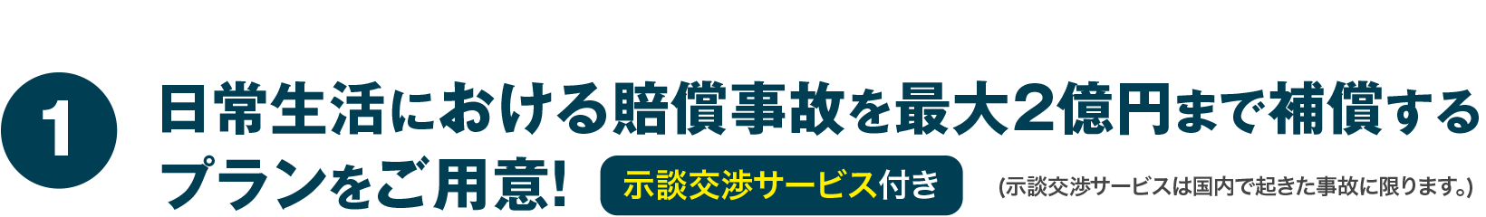 日常生活における賠償事故を最大2億円まで補償示談交渉サービス付き
