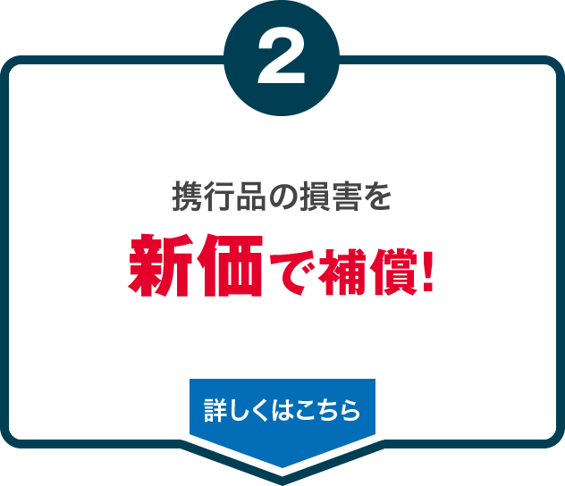 携行品の損害を新価で補償！